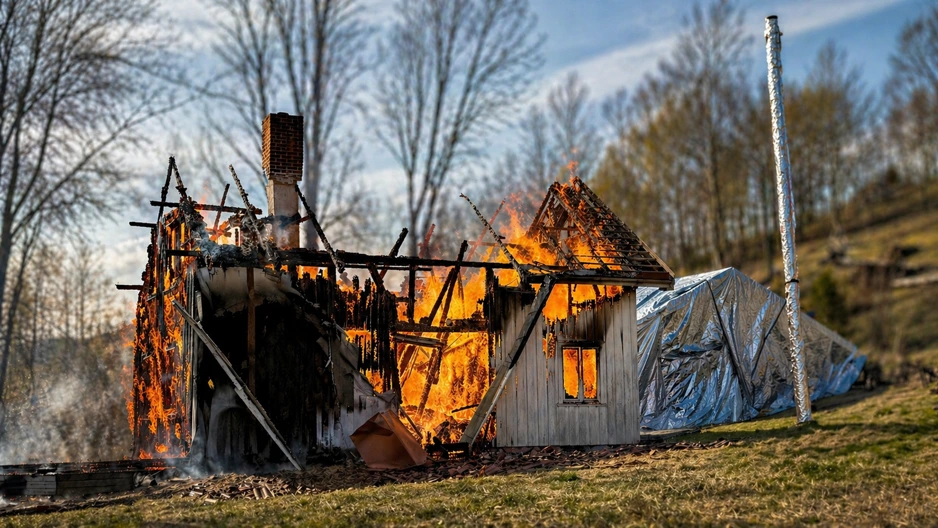 Offener Brand vor dem Einsatz der Löschdecke