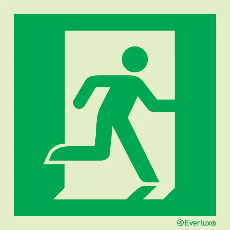 Notausgang rechtsweisend — Schild nach SN EN ISO 7010